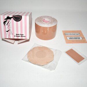 Okela Breast Lift Tape 16.4 ft Nude Boob Tape w/ Reusable Lace Covers Sweatproof